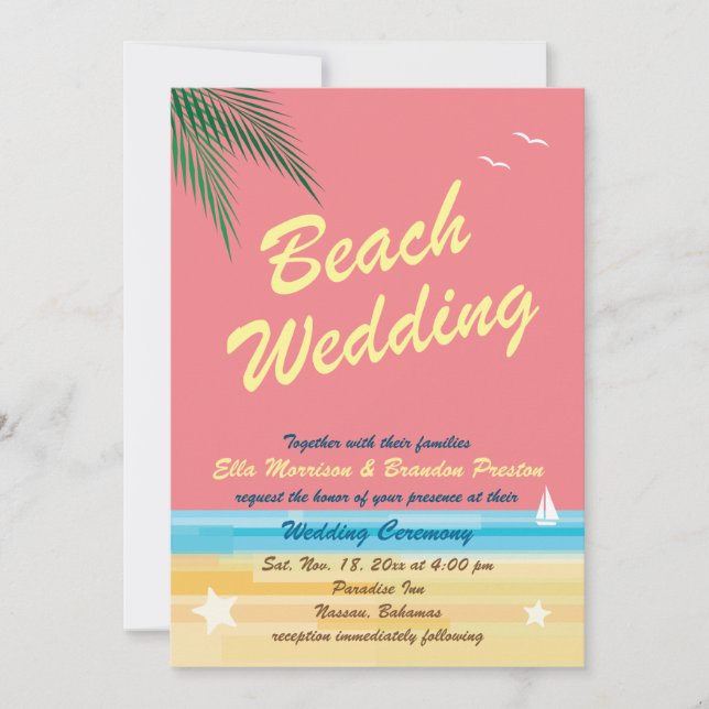 Einladung zur Hochzeit am Sunset Beach (Vorderseite)