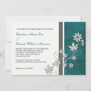 Einladung zur Hochzeit aquamariner und kohlehaltig