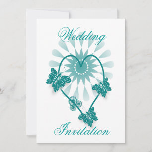 Einladung zur Hochzeit Aquamarines Herz und Schmet