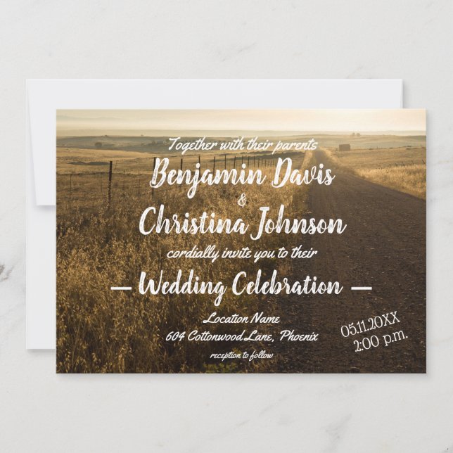 Einladung zur Hochzeit auf der Landstraße (Vorderseite)