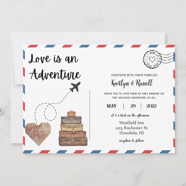 Einladung zur Hochzeit auf der Postkarte - Hochzei (Vorderseite)