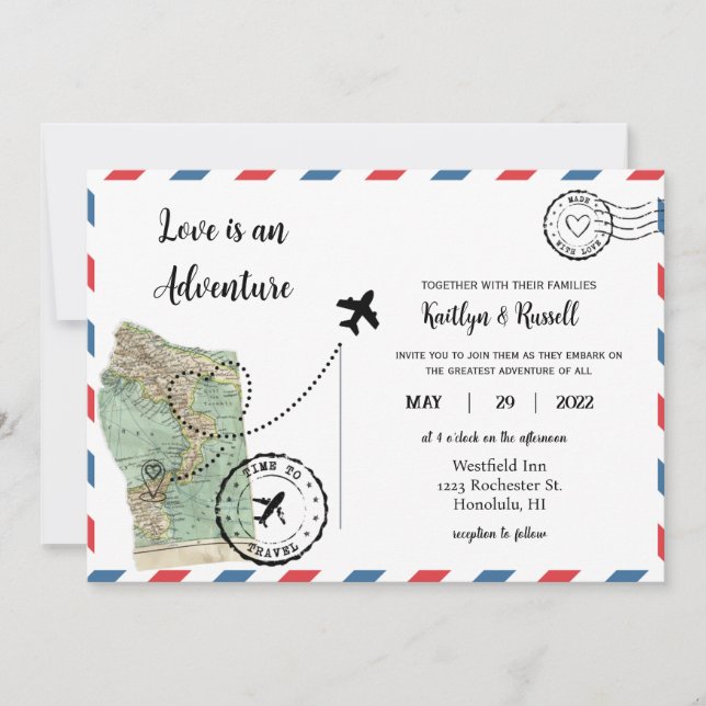 Einladung zur Hochzeit auf der Postkarte - Hochzei (Vorderseite)