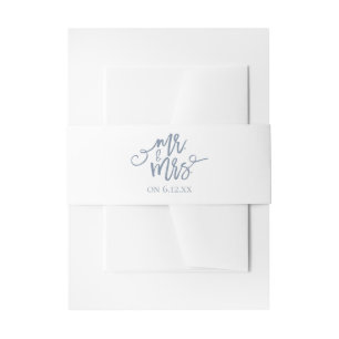 Einladung zur Hochzeit / Bauchband   Dusty Blue Einladungsbanderole
