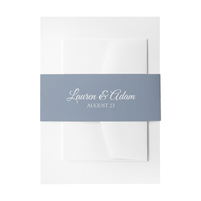 Einladung zur Hochzeit / Bauchband | Dusty Blue Einladungsbanderole (Vorderseite Beispiel)