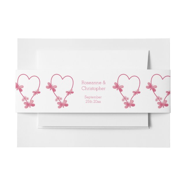 Einladung zur Hochzeit Bauchband Rosa Herz Einladungsbanderole (Vorderseite Beispiel)