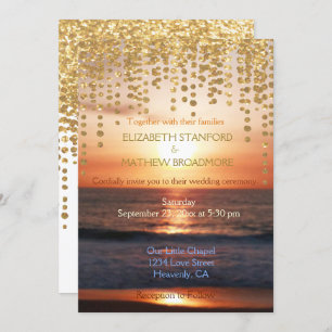 Einladung zur Hochzeit   Beach Sunset Glitzer
