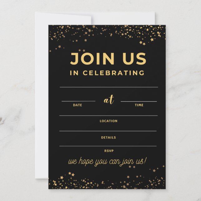 Einladung zur Hochzeit Black Cards for Gold Einlad (Vorderseite)