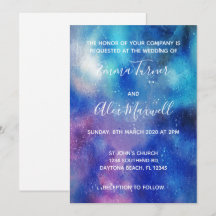 Einladung zur Hochzeit | Blue Watercolor Script