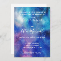 Einladung zur Hochzeit | Blue Watercolor Script