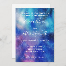 Einladung zur Hochzeit | Blue Watercolor Script