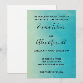 Einladung zur Hochzeit | Blue Watercolor Script