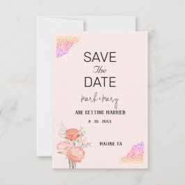 Einladung zur Hochzeit Blumenrosa Herzgrenze