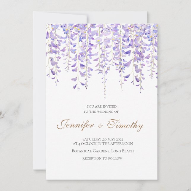 Einladung zur Hochzeit Botanische lila Wisteria (Vorderseite)