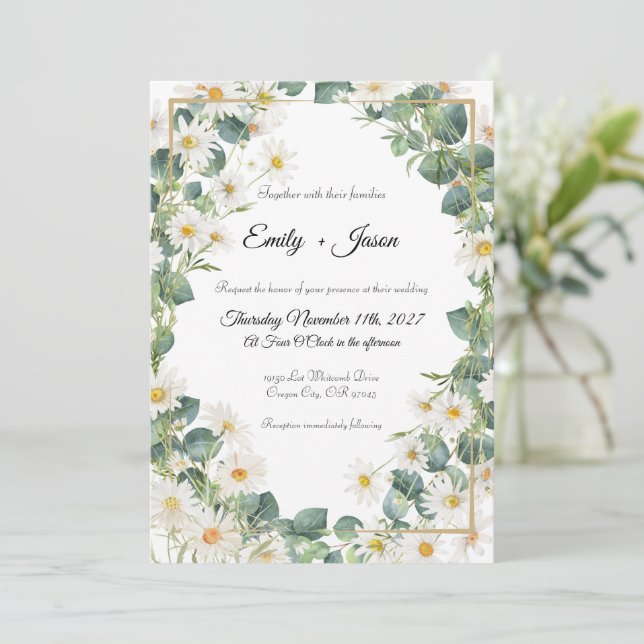 Einladung zur Hochzeit Botanischer Eukalyptus Dais (Stehend Vorderseite)