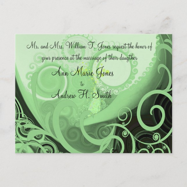 Einladung zur Hochzeit Cala Lilly Green Wirbel (Vorderseite)