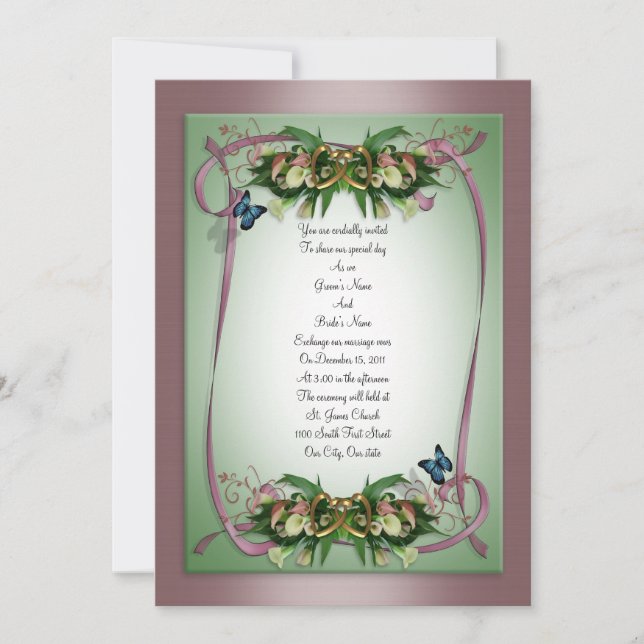 Einladung zur Hochzeit calla lilies Butterflies ma (Vorderseite)