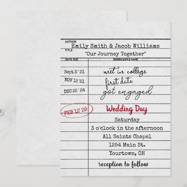 Einladung zur Hochzeit der Bibliothek (Vorne/Hinten)