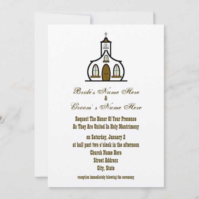 Einladung zur Hochzeit der Kirche - von Braut und  (Vorderseite)