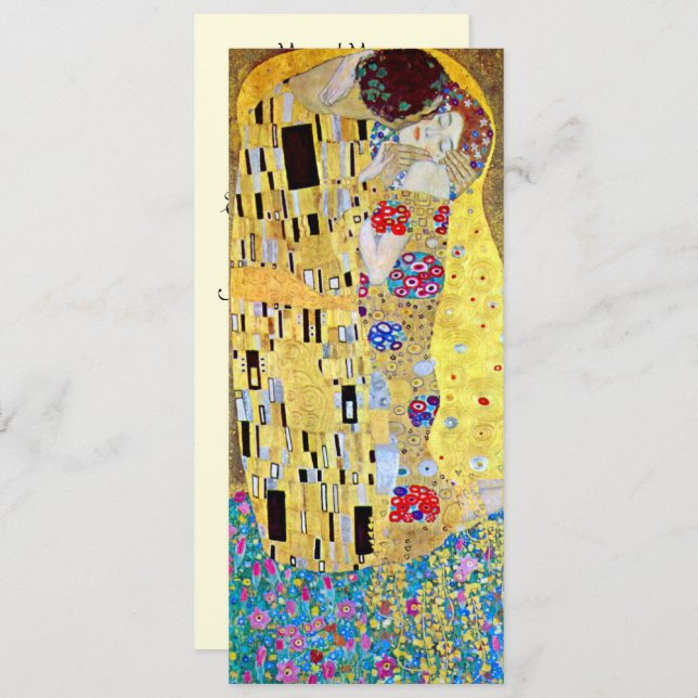 Einladung zur Hochzeit; Der Kuss von Gustav Klimt (Vorne/Hinten)