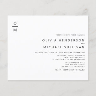 Einladung zur Hochzeit der Minimalistischen Schwar