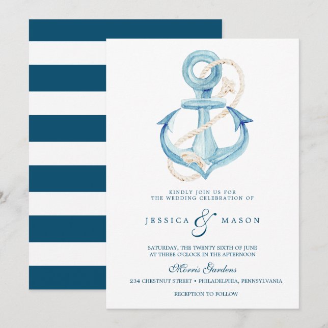 Einladung zur Hochzeit der Nautischen Marine (Vorne/Hinten)