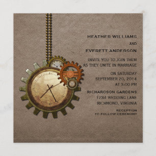 Einladung zur Hochzeit der Vintagen Uhr, Mocha