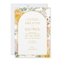 Einladung zur Hochzeit der White Yellow Blume Arch