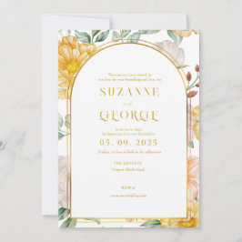 Einladung zur Hochzeit der White Yellow Blume Arch