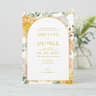 Einladung zur Hochzeit der White Yellow Blume Arch