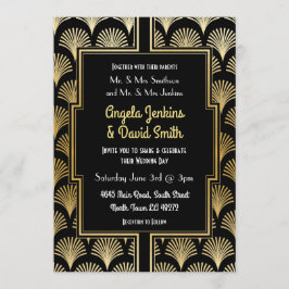 Einladung zur Hochzeit des Black Gold Art Deco Fan