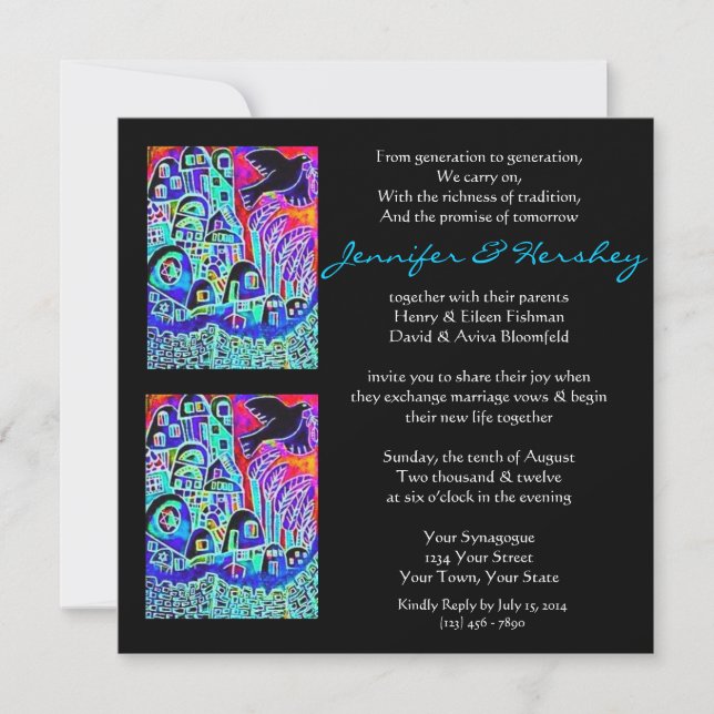 Einladung zur Hochzeit - Dove of Peace Ebony (Plat (Vorderseite)