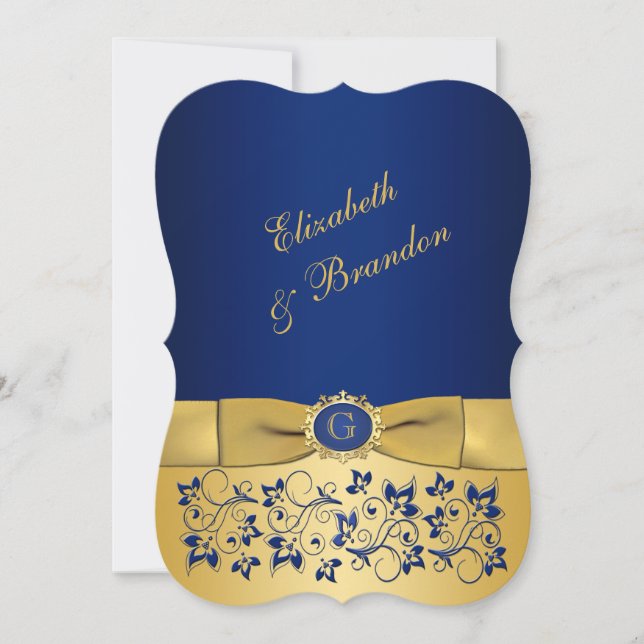 Einladung zur Hochzeit | DRUCKER RIBBON | Blue Gol (Vorderseite)