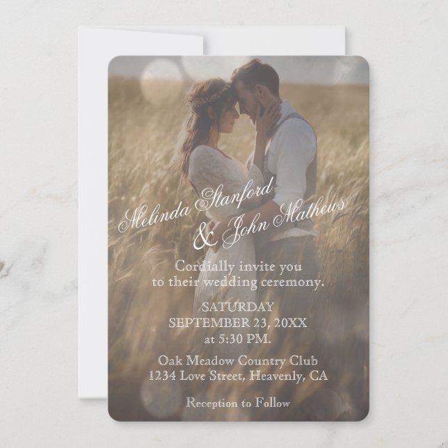 Einladung zur Hochzeit | Einfach mit weißem Text (Vorderseite)