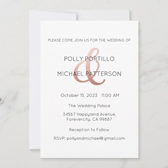 Einladung zur Hochzeit, Einladung zur klassischen  (Vorderseite)