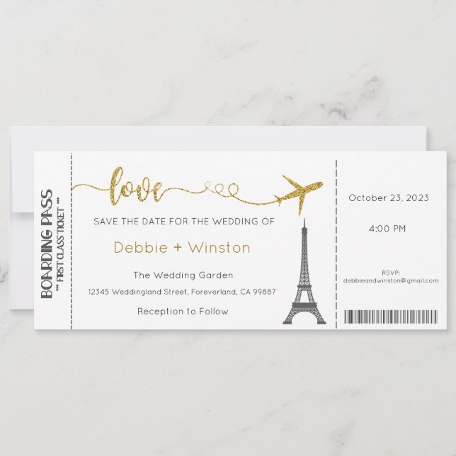 Einladung zur Hochzeit, Einladung zur Pariser Hoch (Vorderseite)