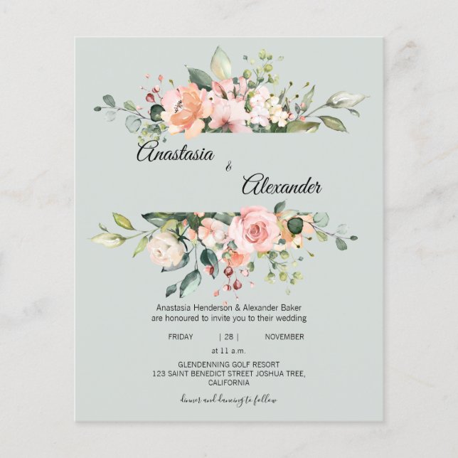 Einladung zur Hochzeit. Einladungspostkarte Flyer (Vorne)
