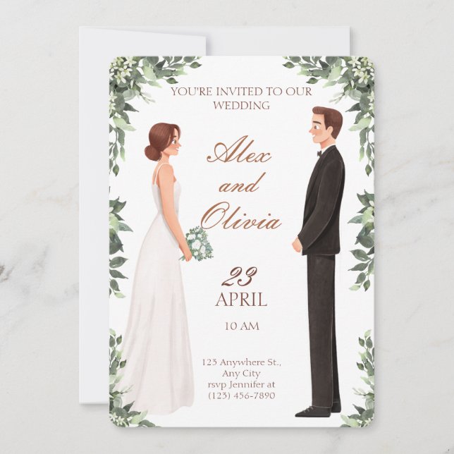 Einladung zur Hochzeit, elegant und einfach (Vorderseite)