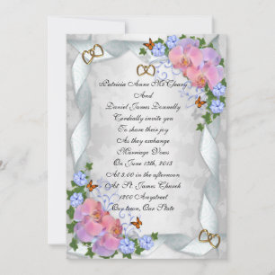 Einladung zur Hochzeit elegante Orchideen und Bänd