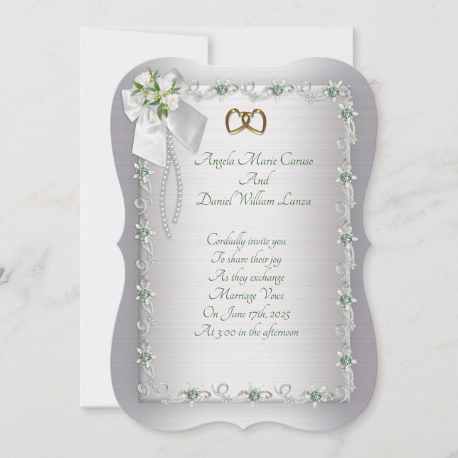 Einladung zur Hochzeit elegante weiße Diamanten (Vorderseite)