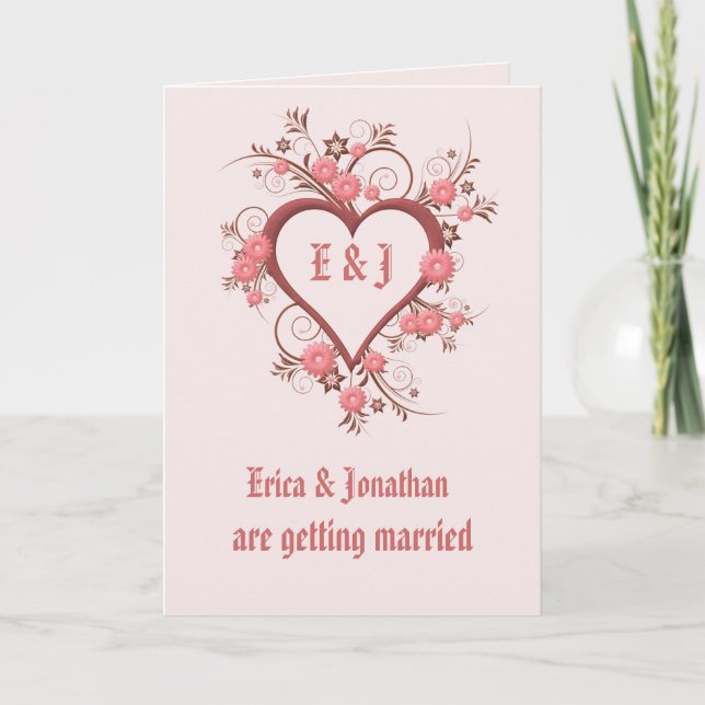 Einladung zur Hochzeit, eleganter Rahmen für das H (Vorderseite)