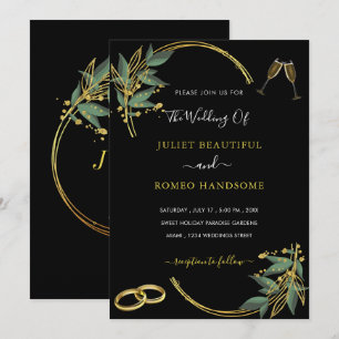 Einladung zur Hochzeit - Elegantes Schwarzes Gold 