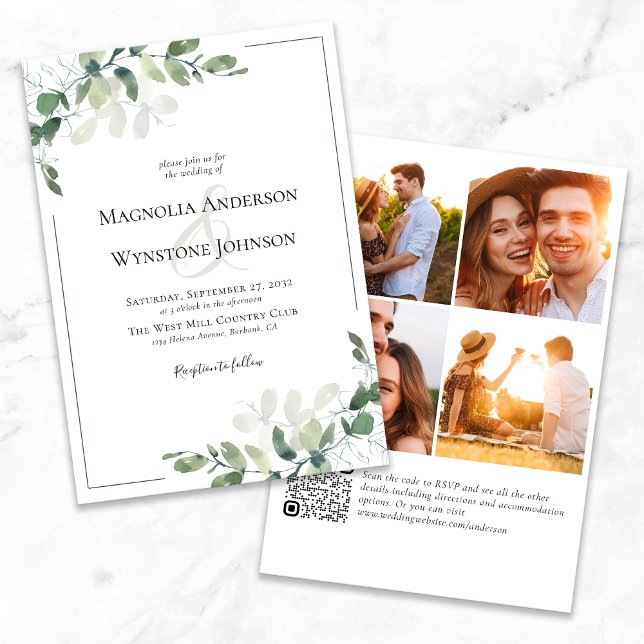 Einladung zur Hochzeit | Eucalyptus QR Code Foto (Von Creator hochgeladen)