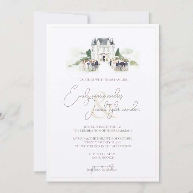 Einladung zur Hochzeit - Französisches Schloss in  (Vorderseite)