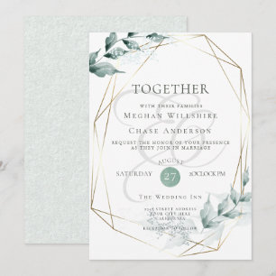 Einladung zur Hochzeit   Grayed Jade Green Botanic