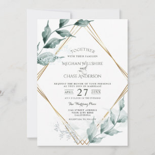Einladung zur Hochzeit   Grayed Jade Green Botanic