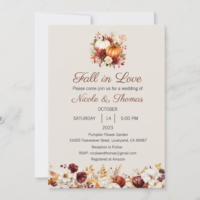 Einladung zur Hochzeit, Herbst in der Liebe Hochze (Vorderseite)