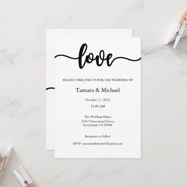 Einladung zur Hochzeit, Hochzeitstagung, Liebe (Vorderseite/Rückseite Beispiel)