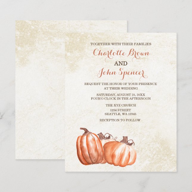 Einladung zur Hochzeit im Herbst von Aquakulturkür (Vorne/Hinten)