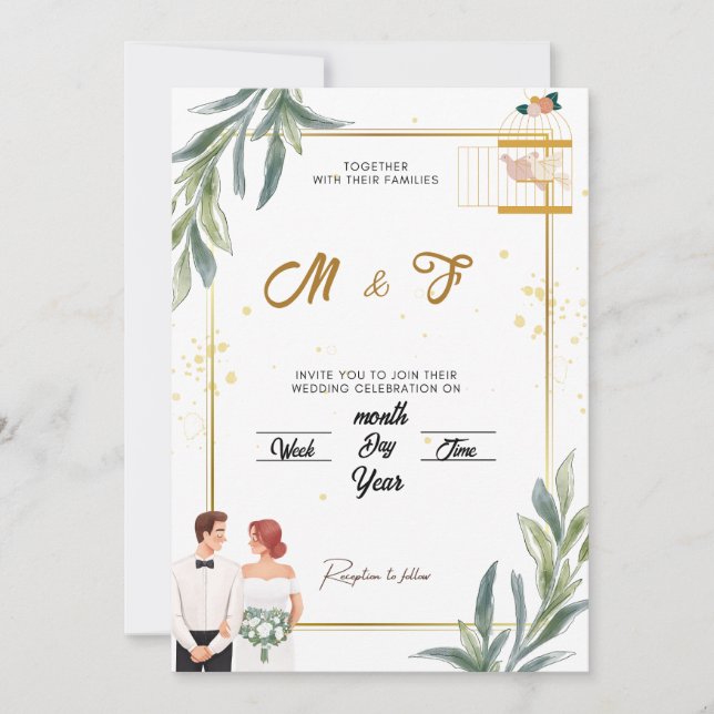 Einladung zur Hochzeit im verzauberten Garten | Wh (Vorderseite)