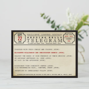 Einladung zur Hochzeit im Vintagen Telegrammstil
